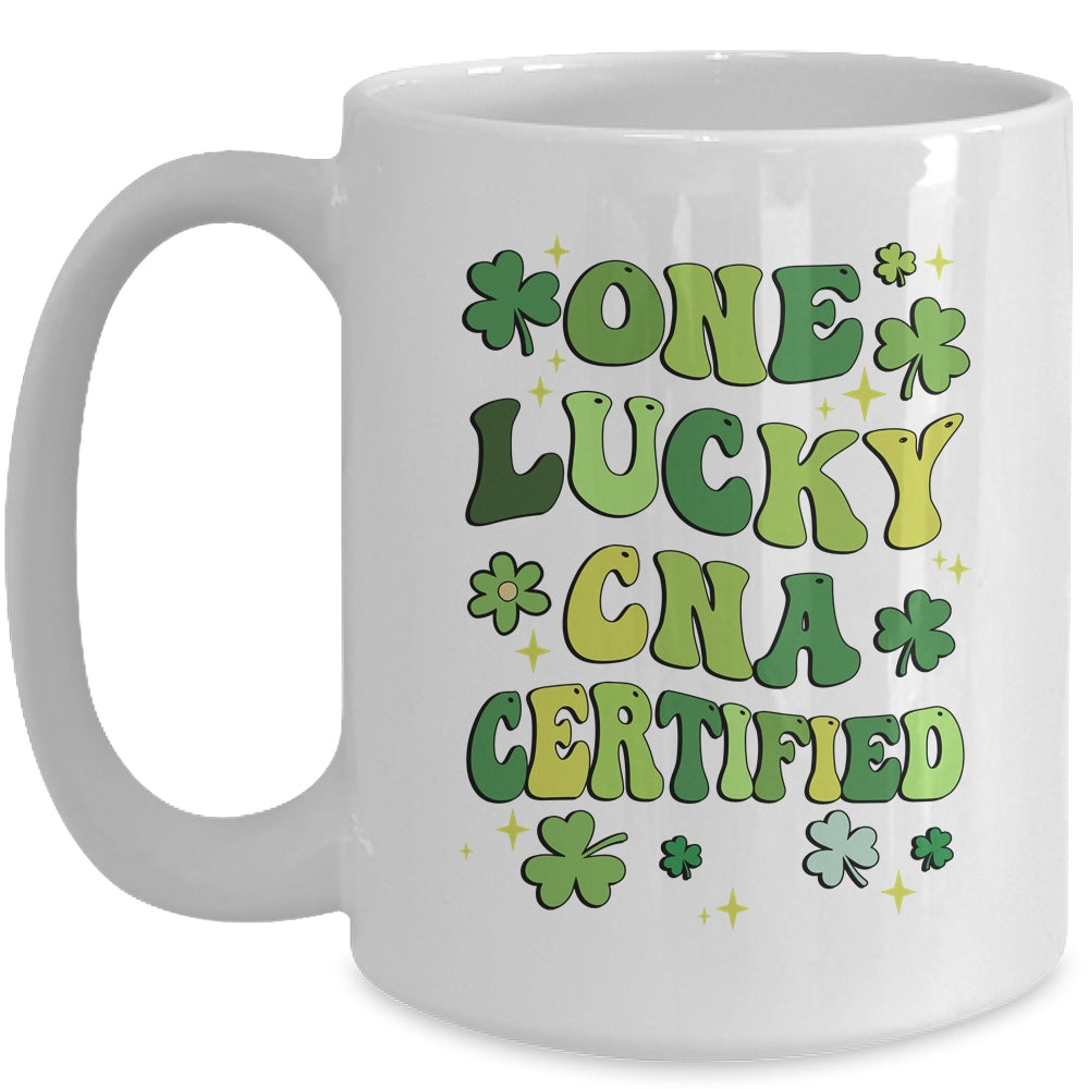 One Lucky CNA Certified Nursing St Patricks Day Groovy Retro Mug | teecentury