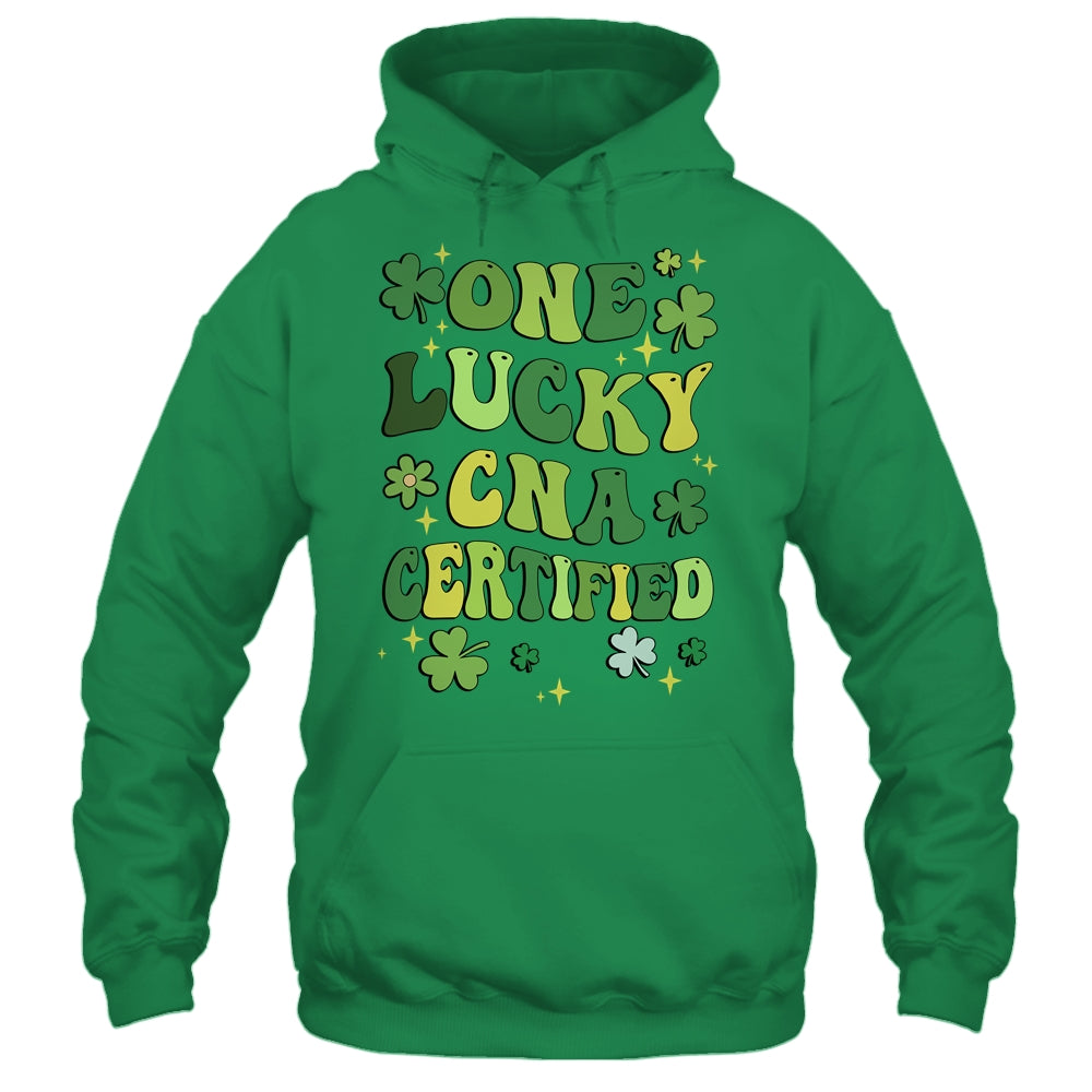 One Lucky CNA Certified Nursing St Patricks Day Groovy Retro Shirt & Hoodie | teecentury