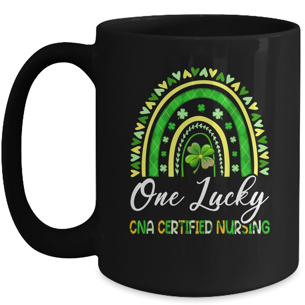 One Lucky CNA Certified Nursing St Patricks Day Rainbow Mug | teecentury