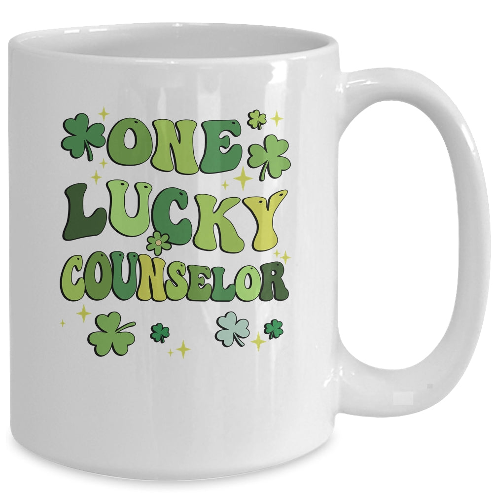 One Lucky Counselor St Patricks Day Groovy Retro Shamrock Mug | teecentury
