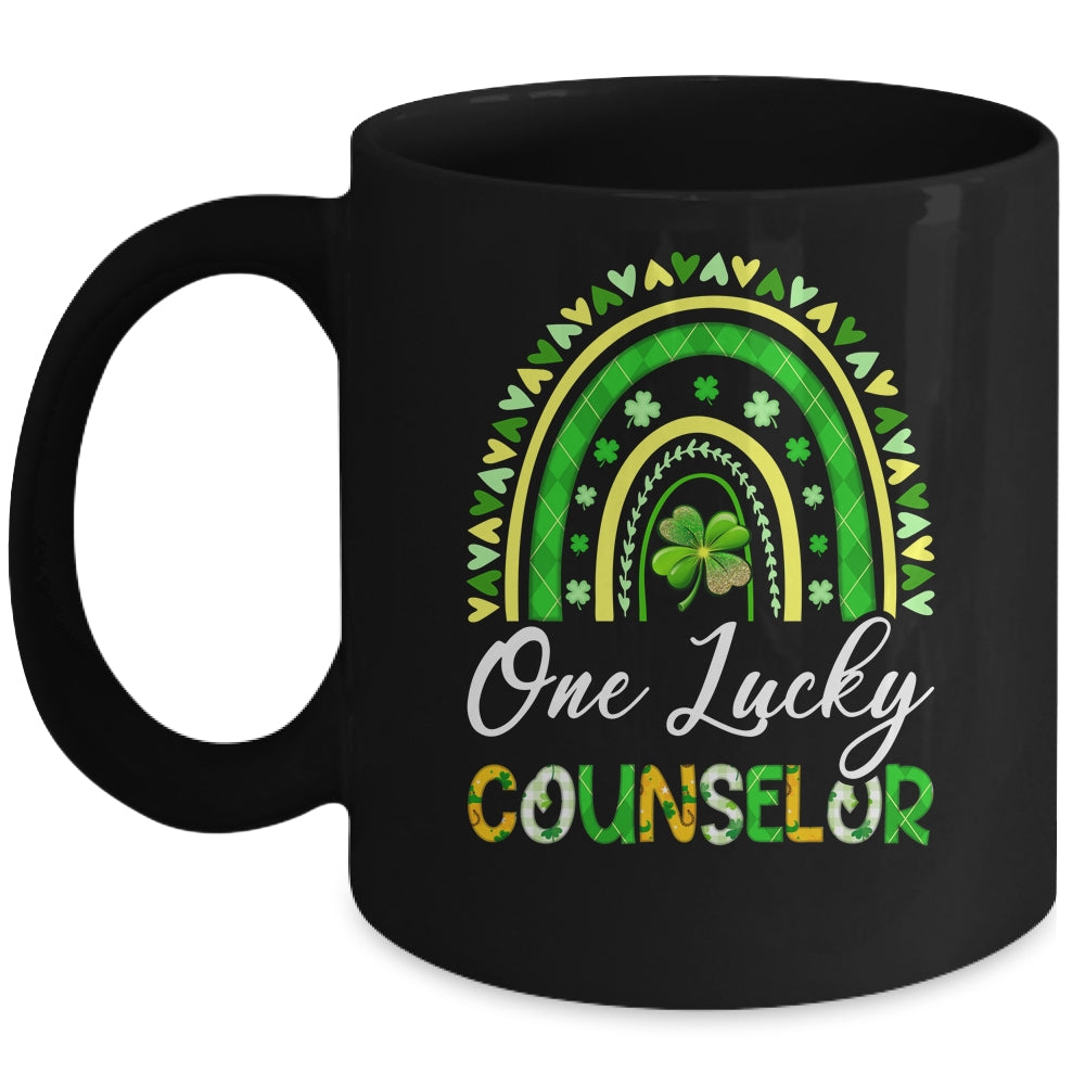 One Lucky Counselor St Patricks Day Rainbow Leopard Shamrock Mug | teecentury