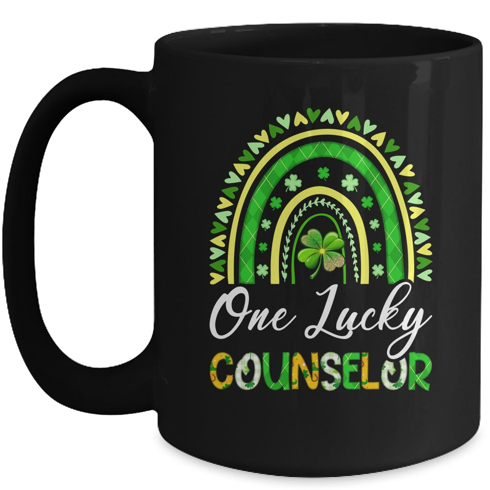 One Lucky Counselor St Patricks Day Rainbow Leopard Shamrock Mug | teecentury