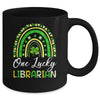 One Lucky Librarian St Patricks Day Rainbow Leopard Shamrock Mug | teecentury