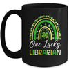 One Lucky Librarian St Patricks Day Rainbow Leopard Shamrock Mug | teecentury