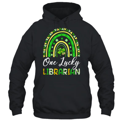 One Lucky Librarian St Patricks Day Rainbow Leopard Shamrock Shirt & Hoodie | teecentury