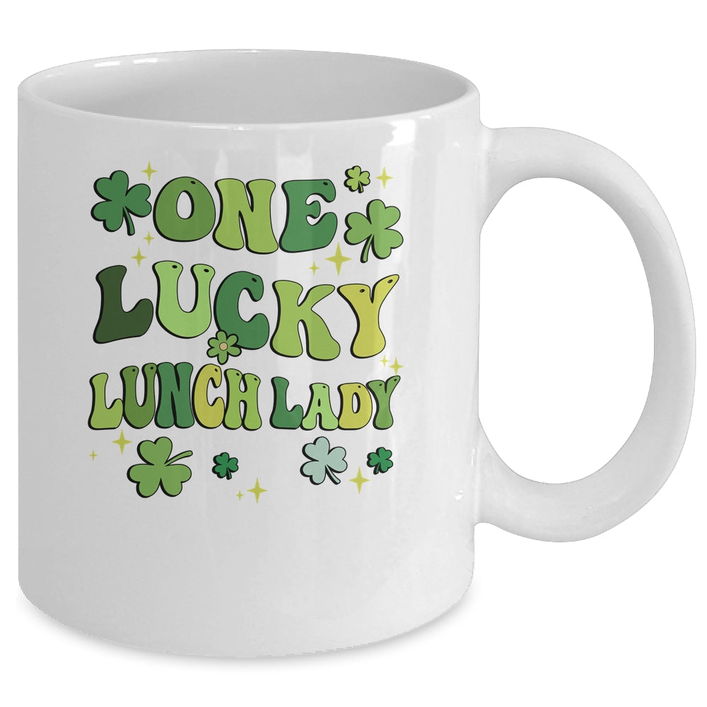 One Lucky Lunch Lady St Patricks Day Groovy Retro Shamrock Mug | teecentury