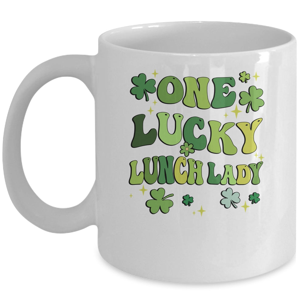 One Lucky Lunch Lady St Patricks Day Groovy Retro Shamrock Mug | teecentury