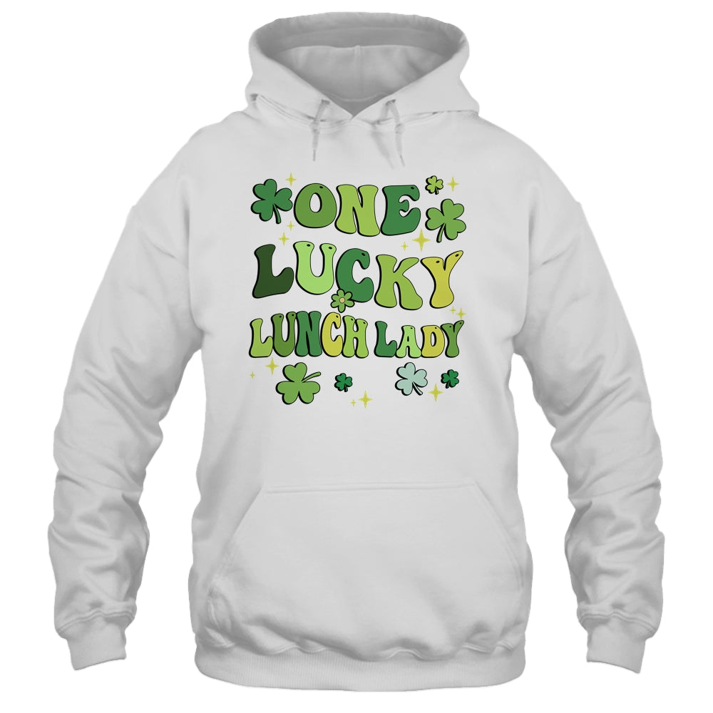 One Lucky Lunch Lady St Patricks Day Groovy Retro Shamrock Shirt & Hoodie | teecentury