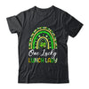 One Lucky Lunch Lady St Patricks Day Rainbow Leopard Shamrock Shirt & Hoodie | teecentury