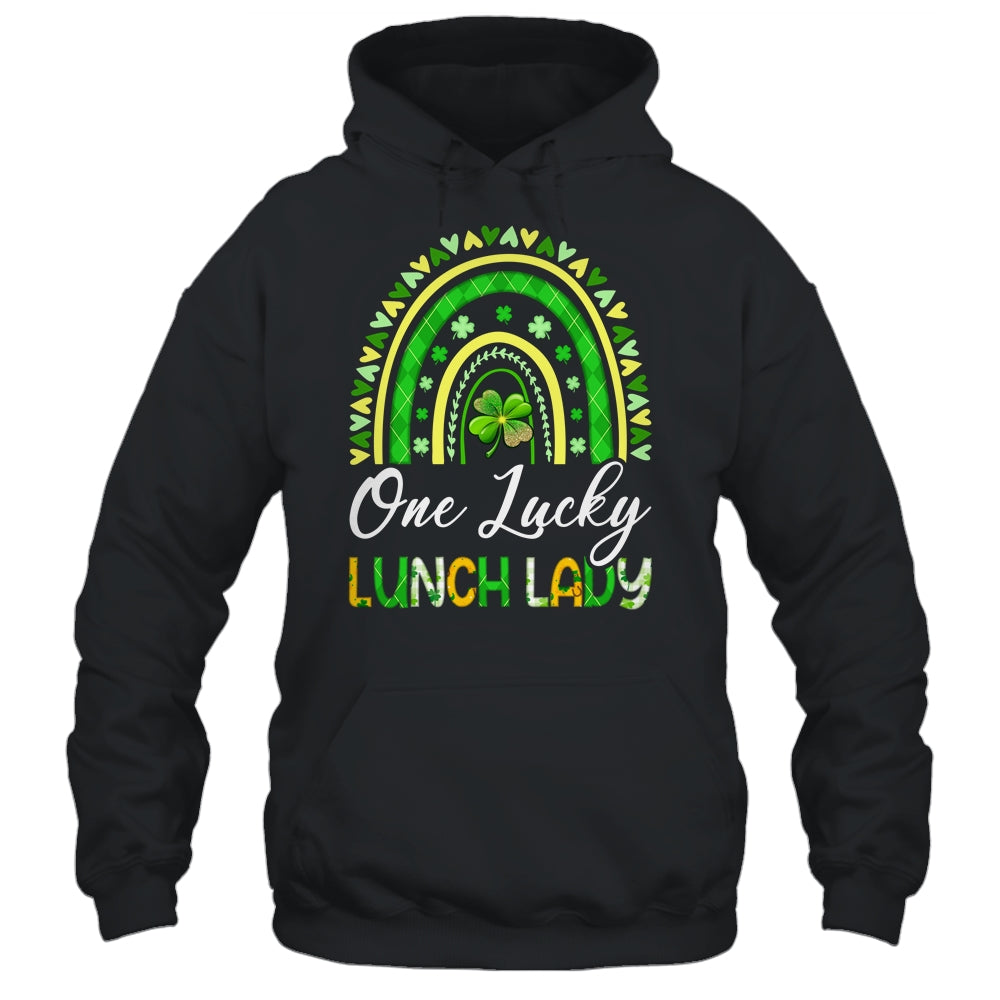 One Lucky Lunch Lady St Patricks Day Rainbow Leopard Shamrock Shirt & Hoodie | teecentury