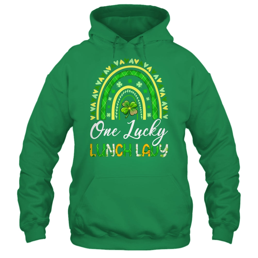 One Lucky Lunch Lady St Patricks Day Rainbow Leopard Shamrock Shirt & Hoodie | teecentury