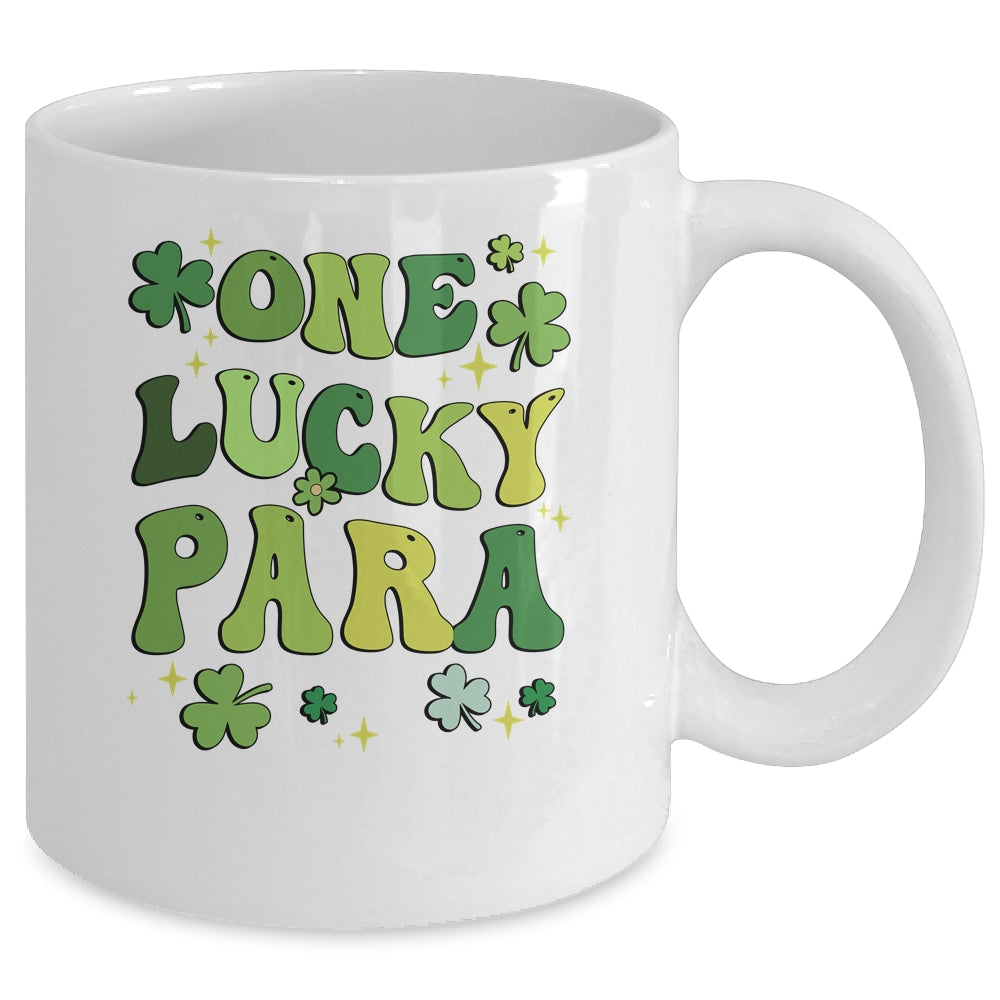 One Lucky Para St Patricks Day Cute Groovy Retro Shamrock Mug | teecentury
