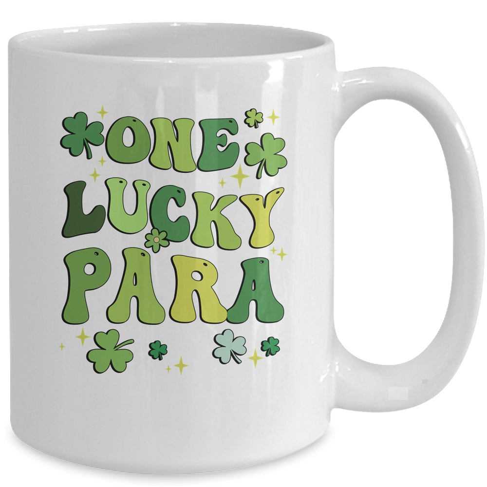 One Lucky Para St Patricks Day Cute Groovy Retro Shamrock Mug | teecentury