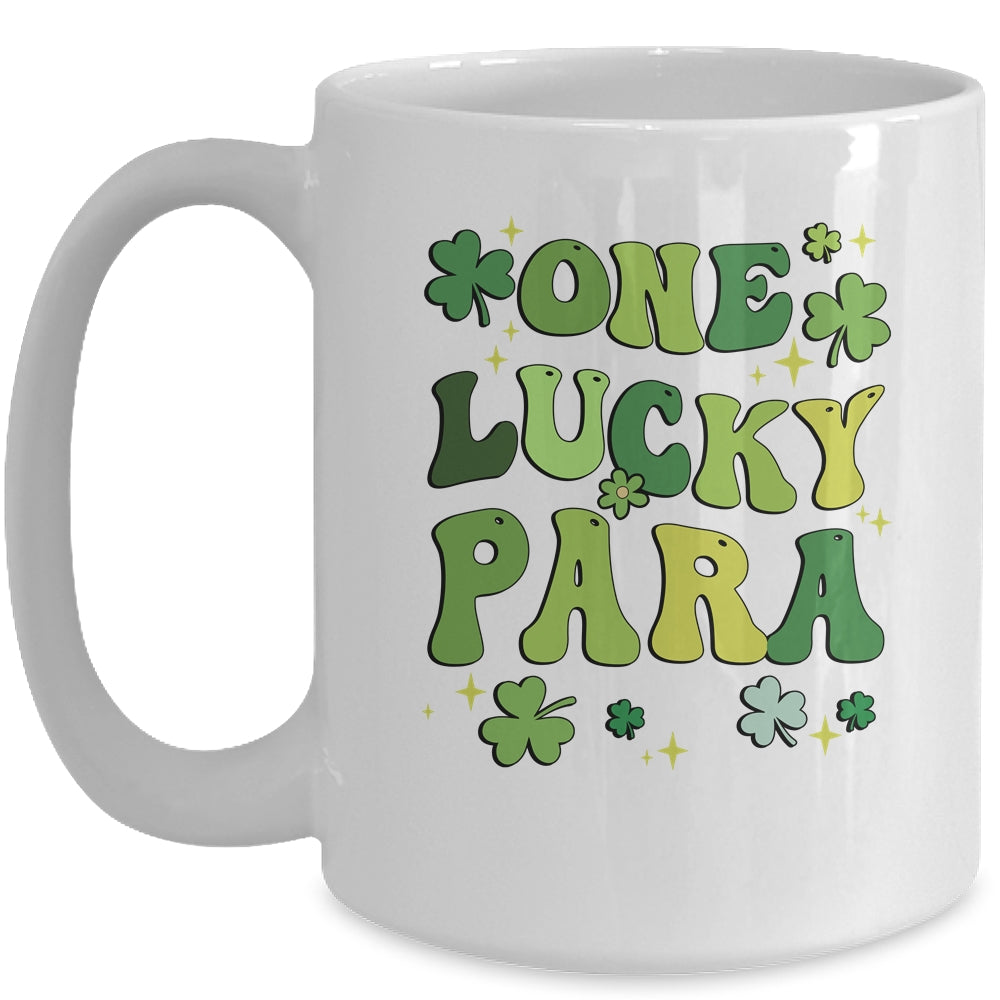One Lucky Para St Patricks Day Cute Groovy Retro Shamrock Mug | teecentury