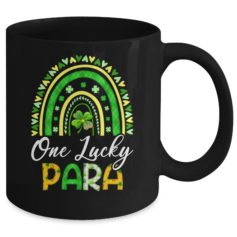One Lucky Para St Patricks Day Cute Rainbow Leopard Shamrock Mug | teecentury