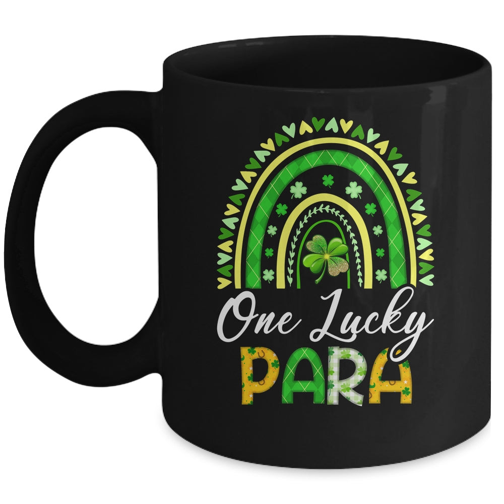 One Lucky Para St Patricks Day Cute Rainbow Leopard Shamrock Mug | teecentury