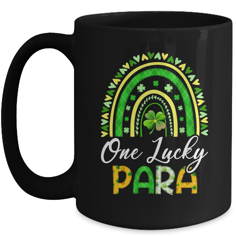 One Lucky Para St Patricks Day Cute Rainbow Leopard Shamrock Mug | teecentury