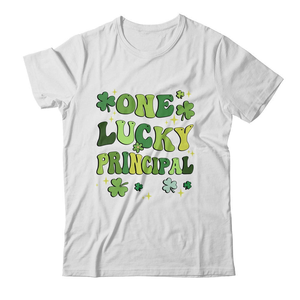 One Lucky Principal St Patricks Day Groovy Retro Shamrock Shirt & Hoodie | teecentury