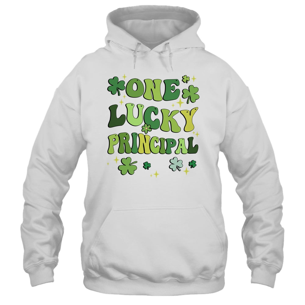 One Lucky Principal St Patricks Day Groovy Retro Shamrock Shirt & Hoodie | teecentury