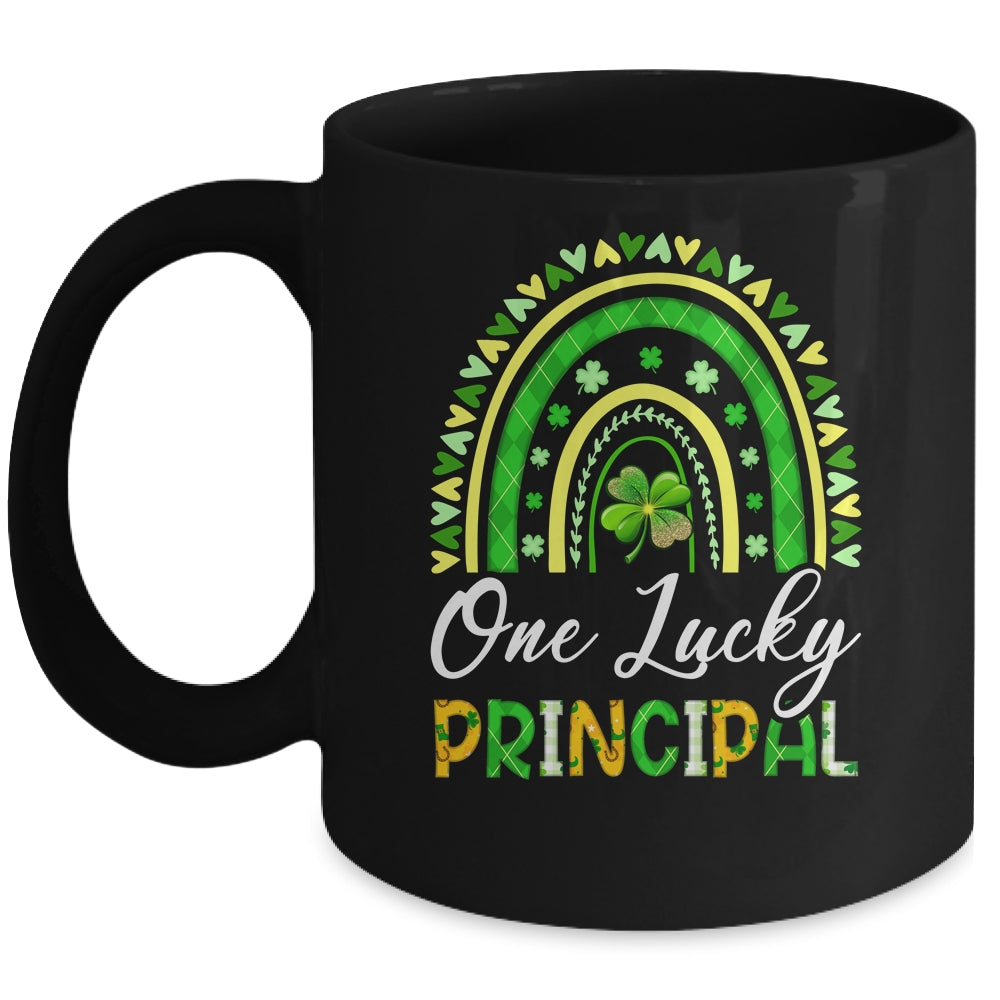 One Lucky Principal St Patricks Day Rainbow Leopard Shamrock Mug | teecentury