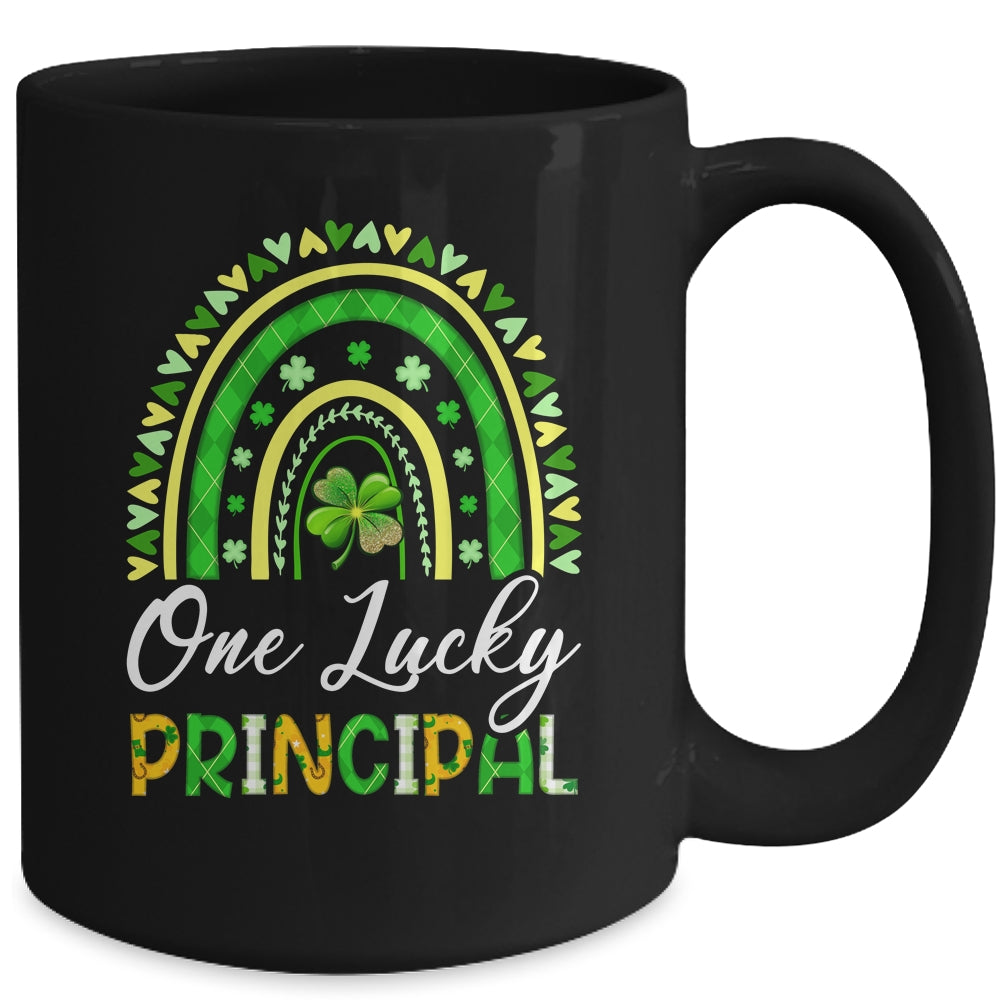One Lucky Principal St Patricks Day Rainbow Leopard Shamrock Mug | teecentury