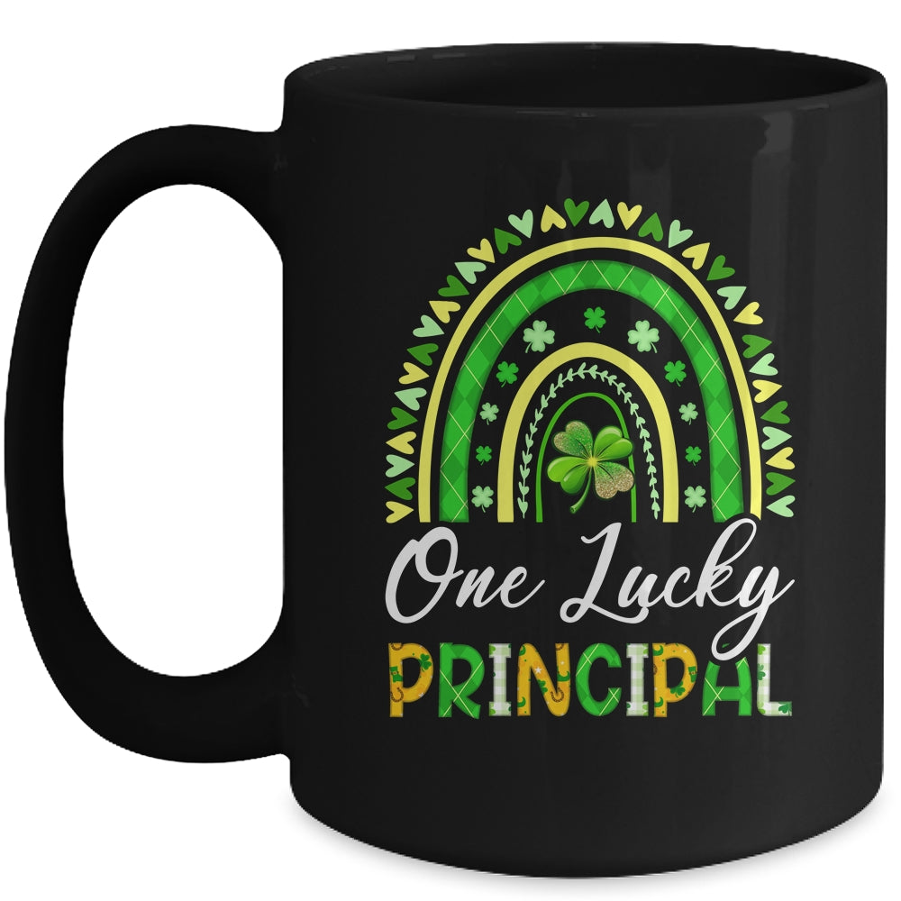 One Lucky Principal St Patricks Day Rainbow Leopard Shamrock Mug | teecentury