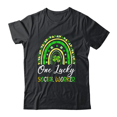 One Lucky Social Worker St Patricks Day Rainbow Leopard Shamrock Shirt & Hoodie | teecentury