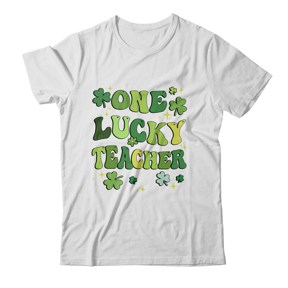 One Lucky Teacher St Patricks Day Groovy Retro Shamrock Shirt & Hoodie | teecentury