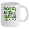 One Lucky Teacher St Patricks Day Groovy Retro Shamrock Mug | teecentury