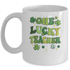 One Lucky Teacher St Patricks Day Groovy Retro Shamrock Mug | teecentury