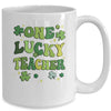 One Lucky Teacher St Patricks Day Groovy Retro Shamrock Mug | teecentury