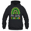 One Lucky Teacher St Patricks Day Rainbow Leopard Shamrock Shirt & Hoodie | teecentury