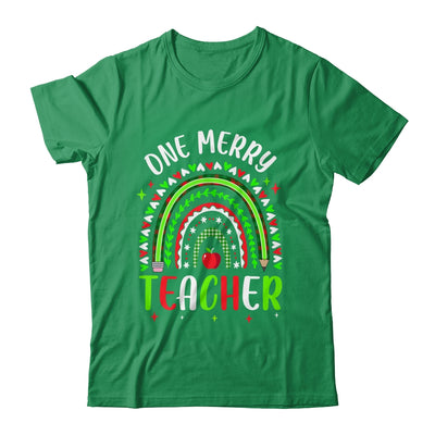 One Merry Teacher Christmas Rainbow Leopard Buffalo Plaid Shirt & Sweatshirt | teecentury