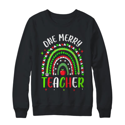 One Merry Teacher Christmas Rainbow Leopard Buffalo Plaid Shirt & Sweatshirt | teecentury