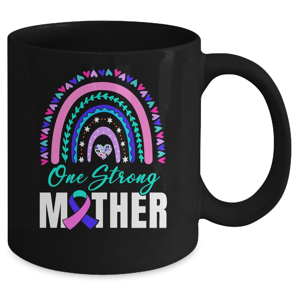 One Strong Mother Teal Rainbow Warrior Thyroid Cancer Month Mug | teecentury