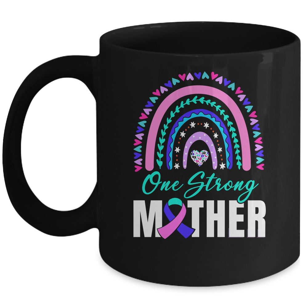 One Strong Mother Teal Rainbow Warrior Thyroid Cancer Month Mug | teecentury