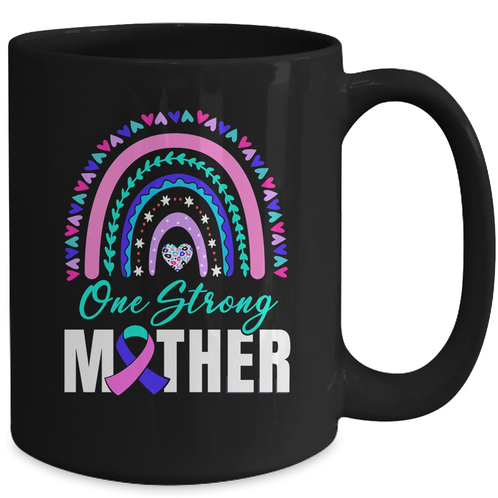 One Strong Mother Teal Rainbow Warrior Thyroid Cancer Month Mug | teecentury