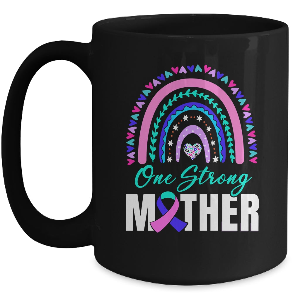 One Strong Mother Teal Rainbow Warrior Thyroid Cancer Month Mug | teecentury