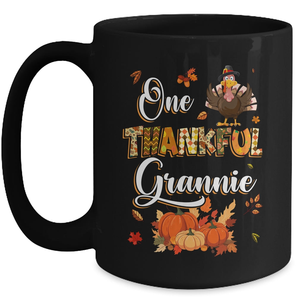 One Thankful Grannie Fall Leaves Autumn Grandma Thanksgiving Mug | teecentury