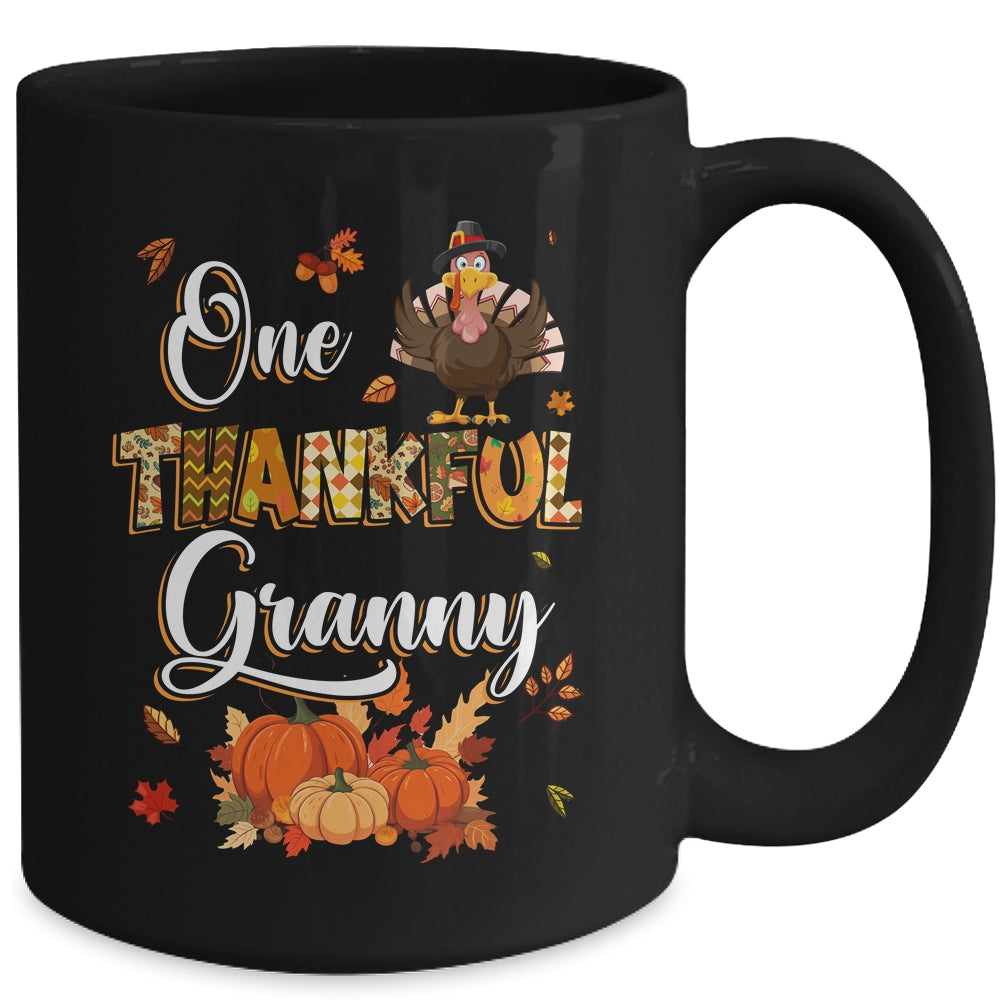 One Thankful Granny Fall Leaves Autumn Grandma Thanksgiving Mug | teecentury