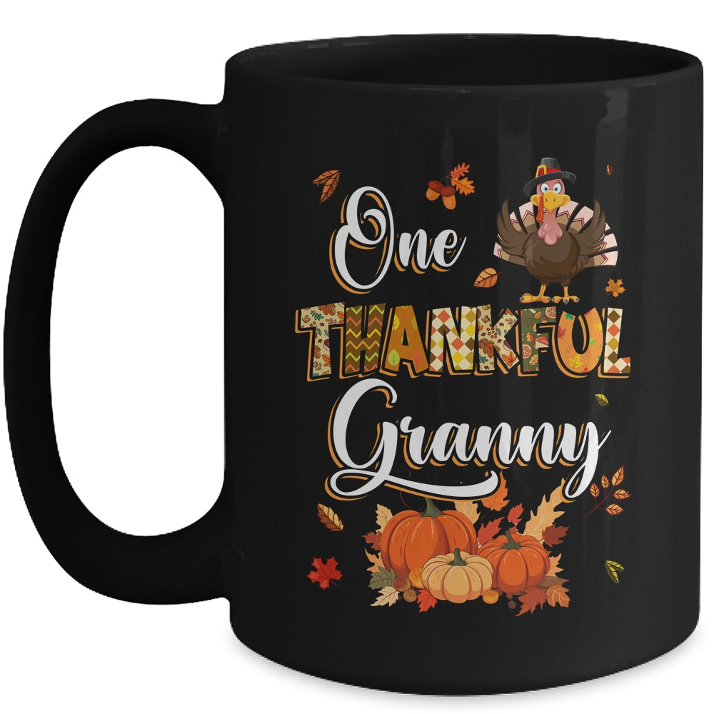 One Thankful Granny Fall Leaves Autumn Grandma Thanksgiving Mug | teecentury