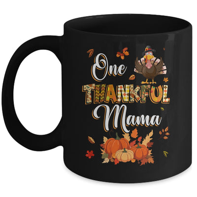 One Thankful Mama Fall Leaves Autumn Grandma Thanksgiving Mug | teecentury