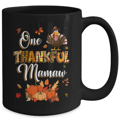 One Thankful Mamaw Fall Leaves Autumn Grandma Thanksgiving Mug | teecentury