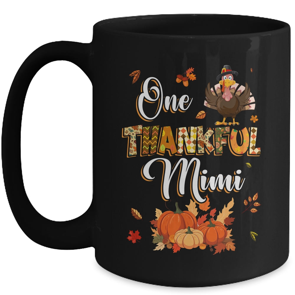 One Thankful Mimi Fall Leaves Autumn Grandma Thanksgiving Mug | teecentury