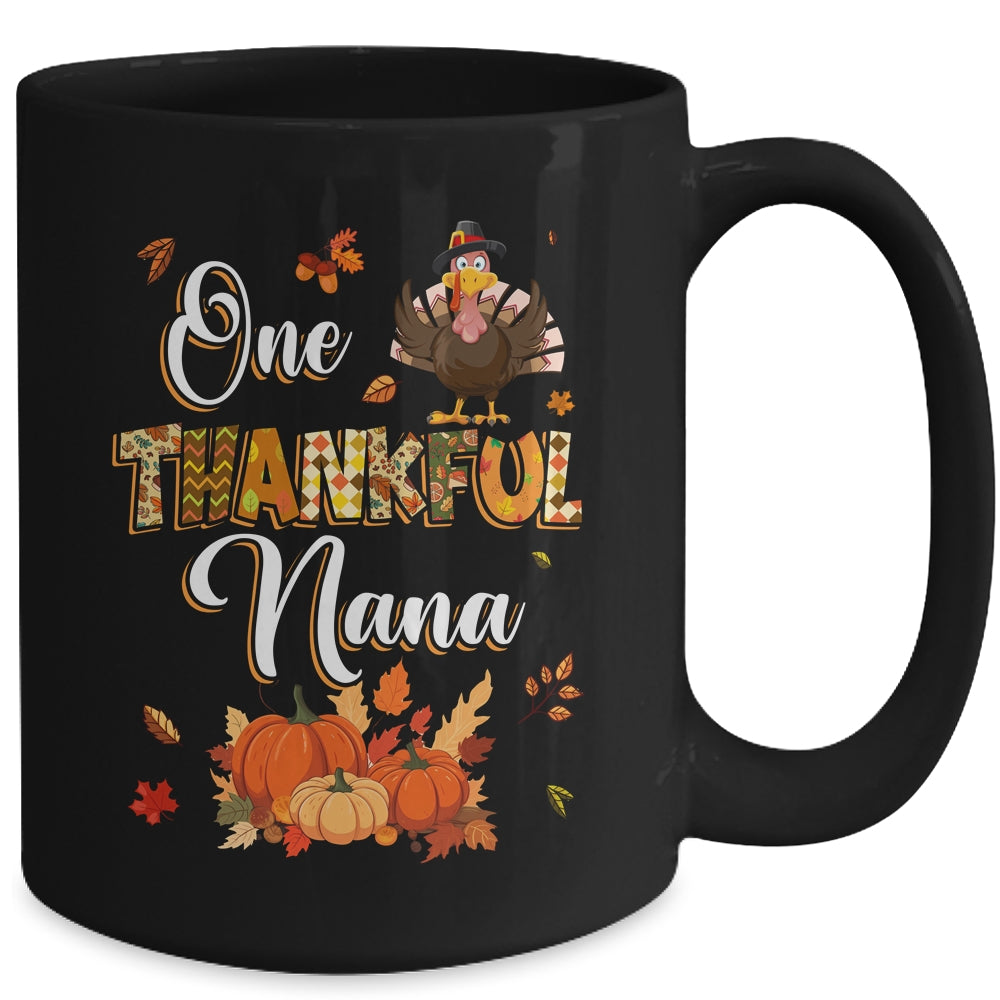 One Thankful Nana Fall Leaves Autumn Grandma Thanksgiving Mug | teecentury