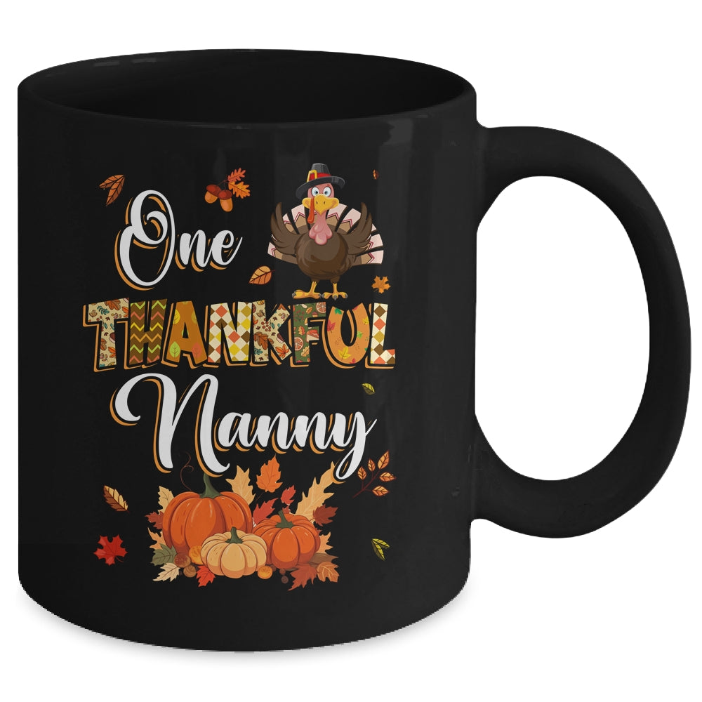 One Thankful Nanny Fall Leaves Autumn Grandma Thanksgiving Mug | teecentury