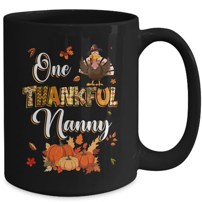 One Thankful Nanny Fall Leaves Autumn Grandma Thanksgiving Mug | teecentury