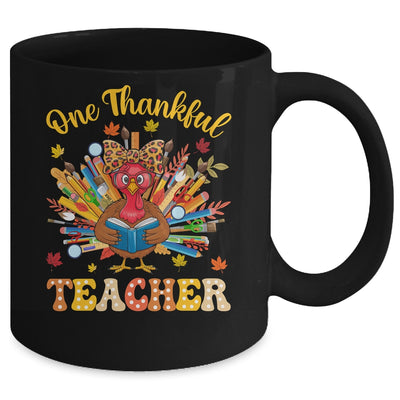 One Thankful Teacher Thanksgiving Cute Turkey Fall Season Mug | teecentury