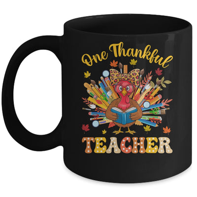 One Thankful Teacher Thanksgiving Cute Turkey Fall Season Mug | teecentury