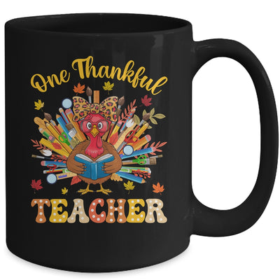 One Thankful Teacher Thanksgiving Cute Turkey Fall Season Mug | teecentury